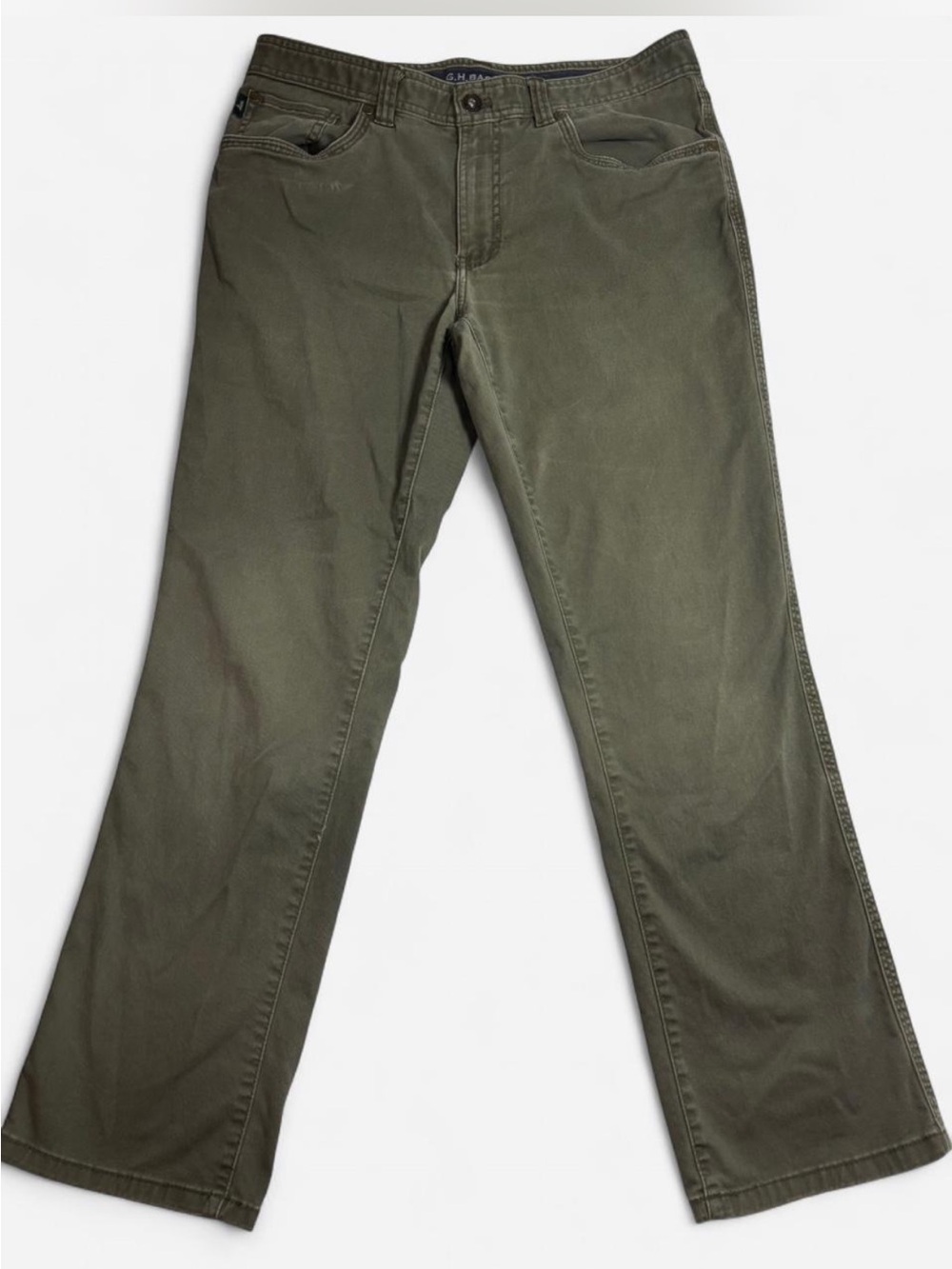 G.H. Bass 32x32 men’s olive pants with clean straight‑leg look